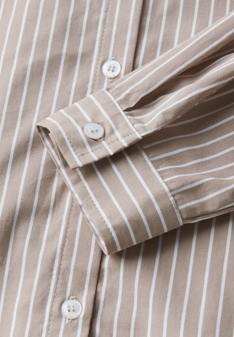 Gestreifte Business Bluse light mocha beige