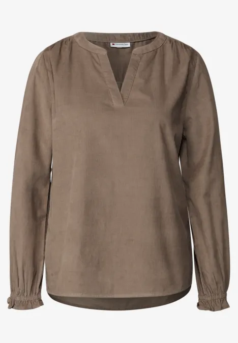 Cordbluse mit Rüschendetails bark brown
