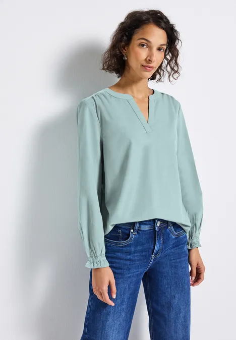 Cordbluse mit Rüschendetails arona blue