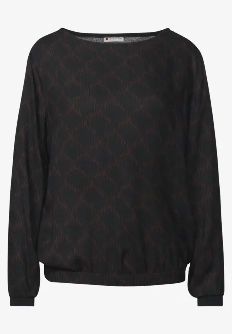 Blouse imprimée avec ourlet élastique Black