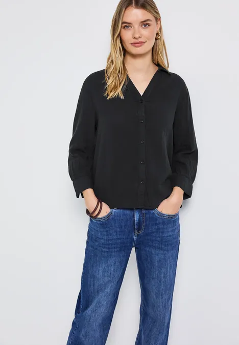 Musselin Hemdbluse Black