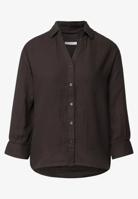 Musselin Hemdbluse deep roast brown