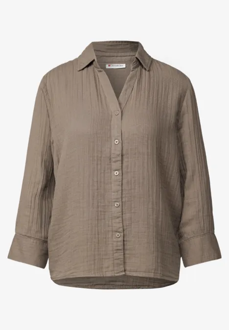 Musselin Hemdbluse bark brown