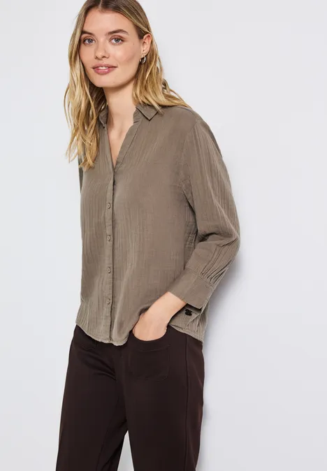 Musselin Hemdbluse bark brown