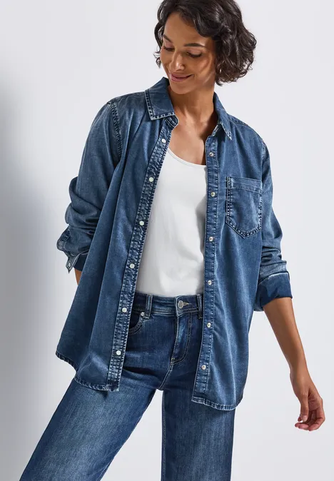 Jeansbluse soft midblue wash
