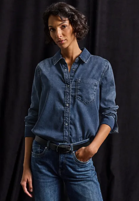 Jeansbluse soft midblue wash