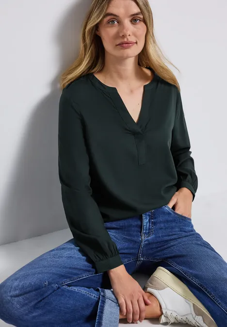 Tuniek met gespleten hals evernight green