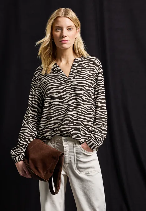 Tunika mit Zebra Print deep roast brown