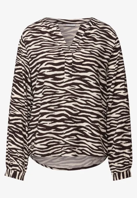 Tunika mit Zebra Print deep roast brown