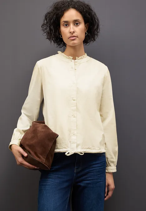 Corduroy blouse met koord soft beige