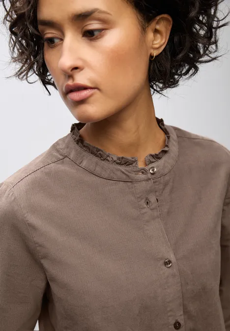 Cordbluse mit Tunnelzug silk brown