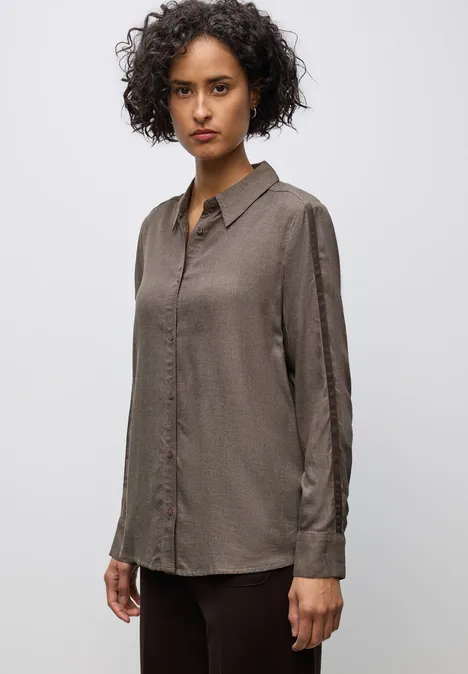 Bluse mit Gallonstreifen dark nomad brown mel.