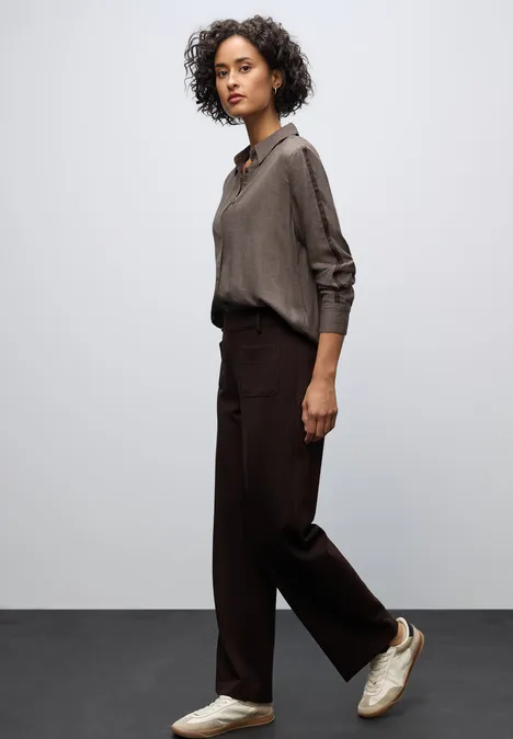 Bluse mit Gallonstreifen dark nomad brown mel.