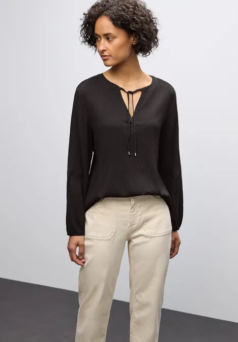 Strukturtunika mit Tape deep roast brown
