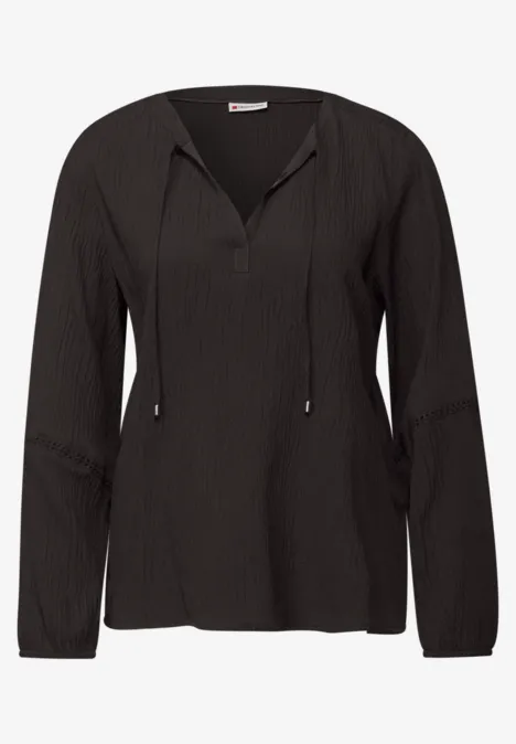 Strukturtunika mit Tape deep roast brown