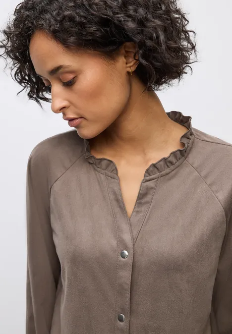 Tuniek van velours met ruches silk brown