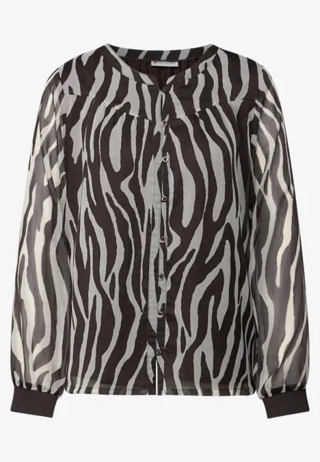 Chiffonbluse mit Zebra Print deep roast brown