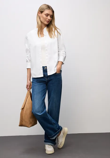 Baumwollbluse mit Rüschen White
