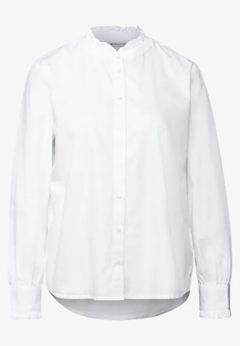 Katoenen blouse met ruches White