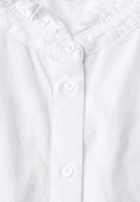 Baumwollbluse mit Rüschen White