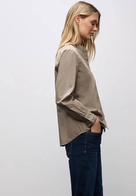 Baumwollbluse mit Rüschen bark brown