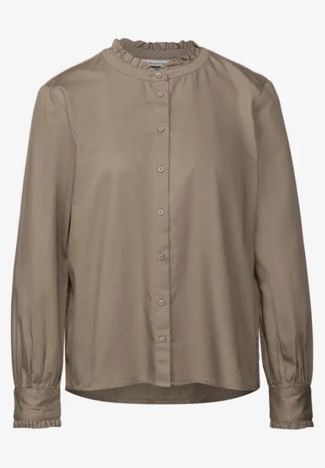 Baumwollbluse mit Rüschen bark brown