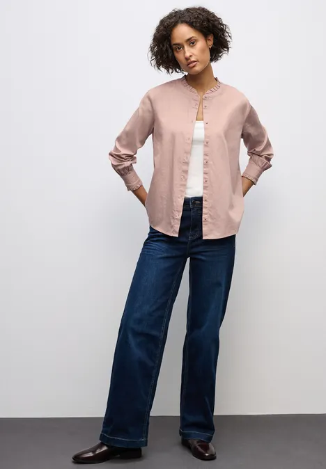Baumwollbluse mit Rüschen faded rose