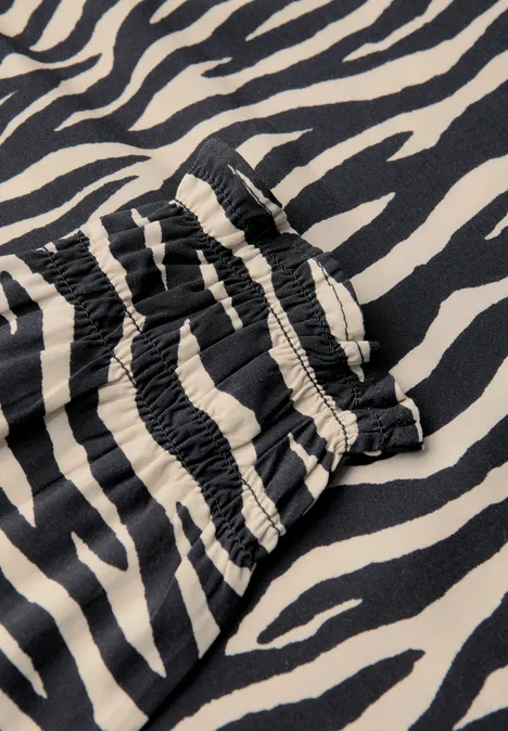 Print-Bluse mit Smok-Details Black
