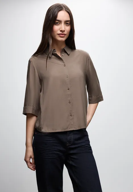 Hemdbluse silk brown