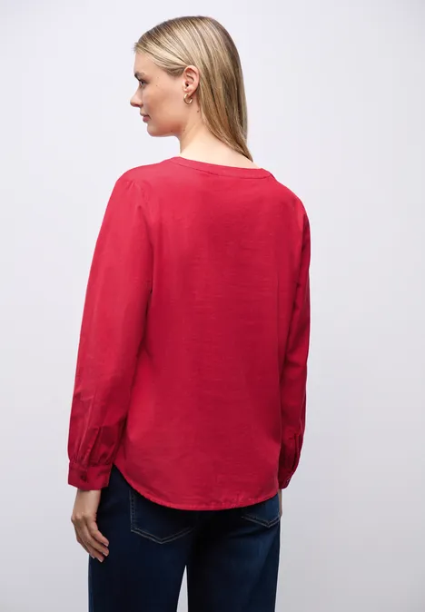 Cordbluse in Unifarbe racing red