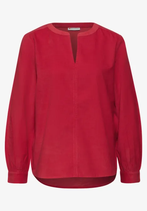 Cordbluse in Unifarbe racing red