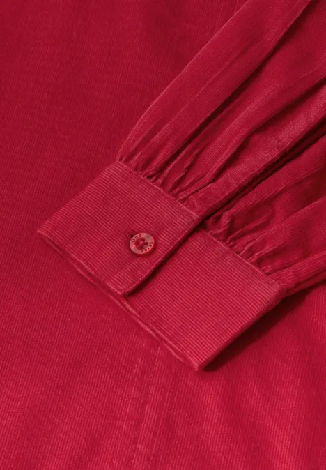 Cordbluse in Unifarbe racing red