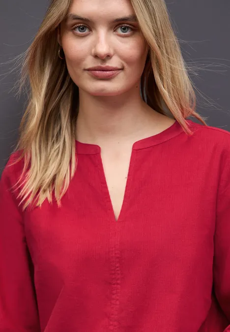 Cordbluse in Unifarbe racing red