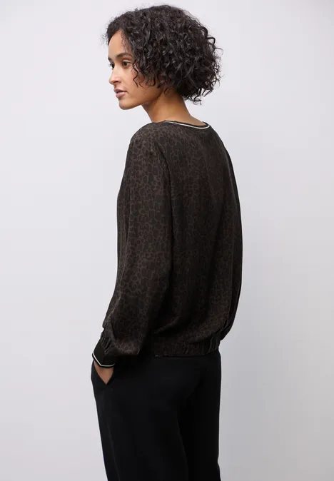 Blouse léopard avec détails en bande darkest brown