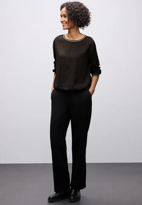Blouse léopard avec détails en bande darkest brown