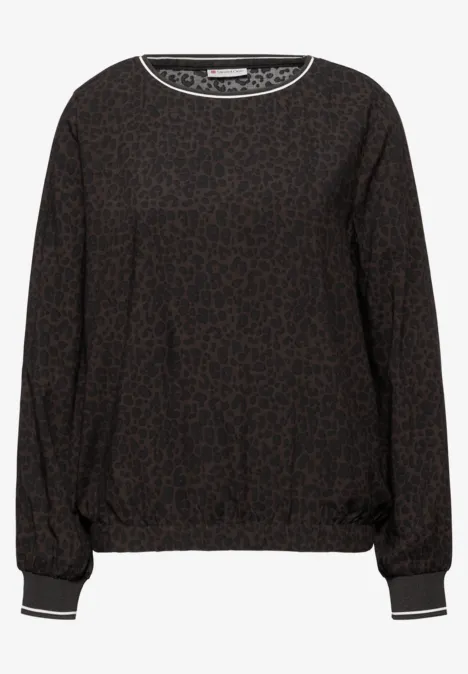 Blouse léopard avec détails en bande darkest brown