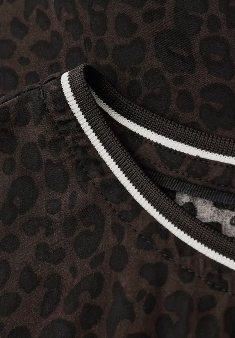 Blouse léopard avec détails en bande darkest brown