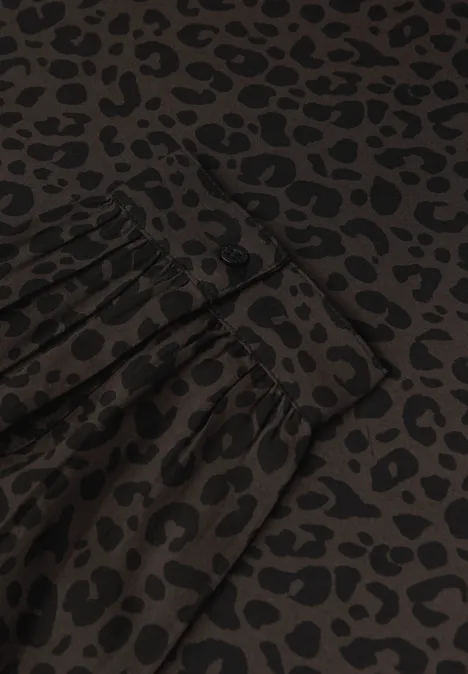Split Neck Leo Bluse darkest brown