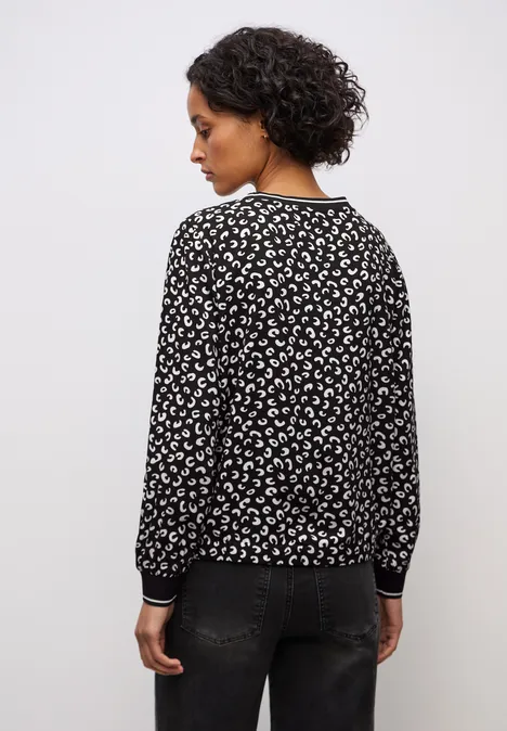 Print Bluse mit Tape Details Black