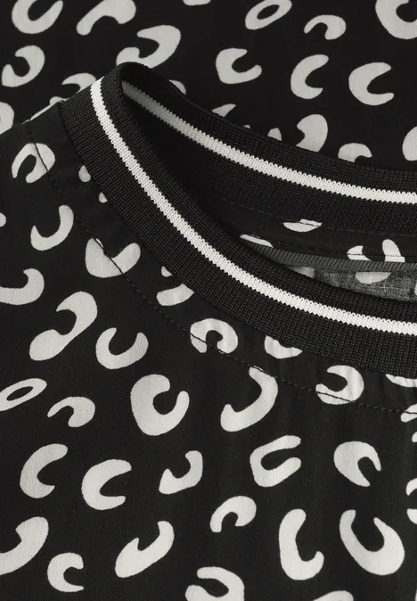 Print Bluse mit Tape Details Black