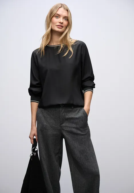 Bluse mit Tape Details Black