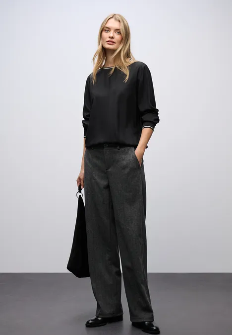 Bluse mit Tape Details Black