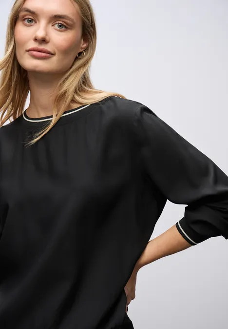 Bluse mit Tape Details Black