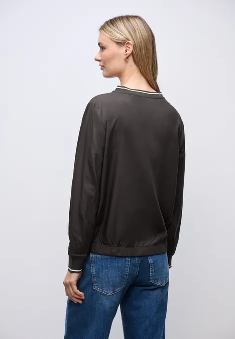 Bluse mit Tape Details darkest brown