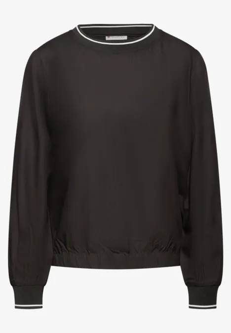 Bluse mit Tape Details darkest brown