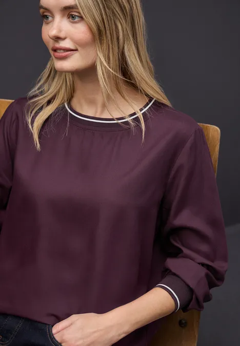 Bluse mit Tape Details Jazz Berry