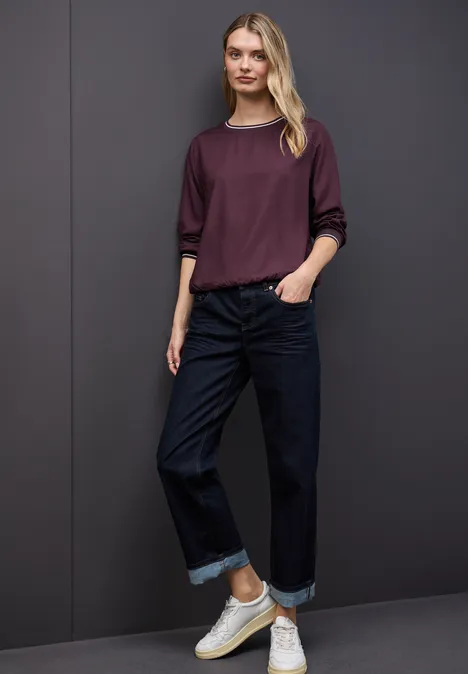 Bluse mit Tape Details Jazz Berry