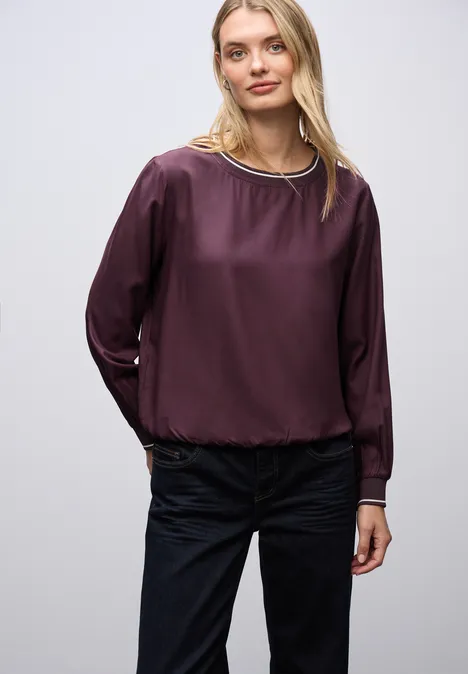 Bluse mit Tape Details Jazz Berry