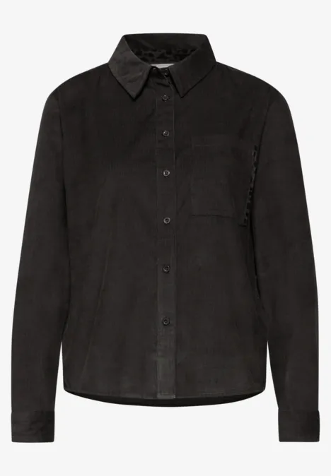 Cordbluse mit Tapedetails darkest brown