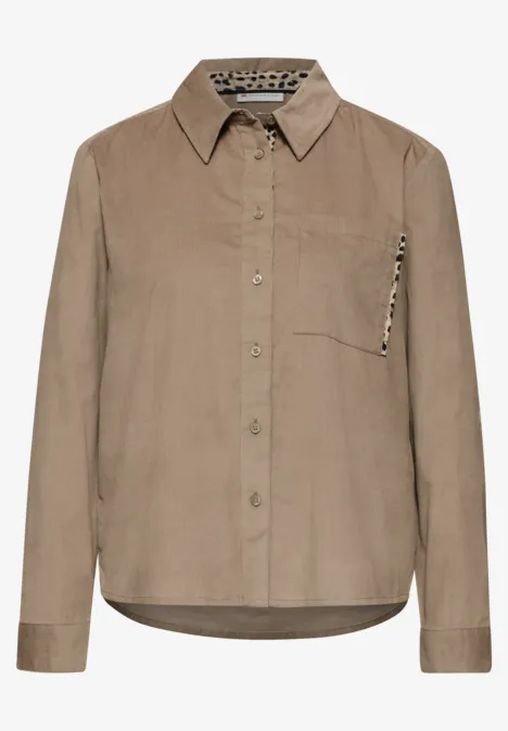 Cordbluse mit Tapedetails flowing beige